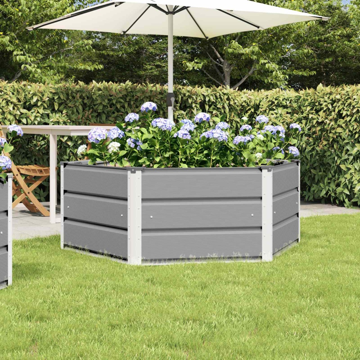 vidaXL Γλάστρα Ανοιχτό γκρι 129 x 129 x 45 cm Ατσάλι