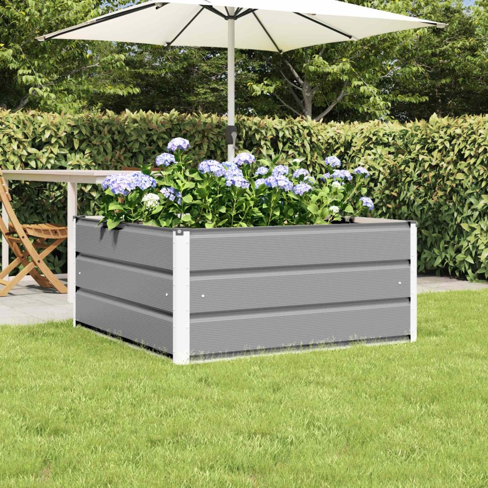 vidaXL Γλάστρα Ανοιχτό γκρι 100 x 100 x 45 cm Ατσάλι