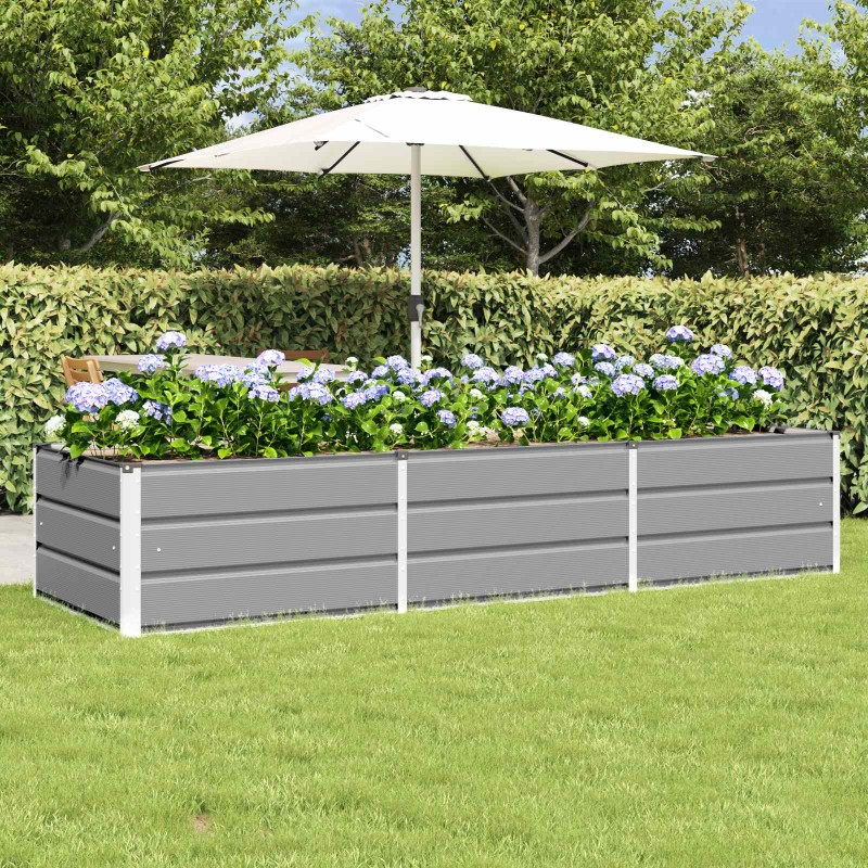 vidaXL Γλάστρα Ανοιχτό γκρι 240 x 80 x 45 cm Ατσάλι