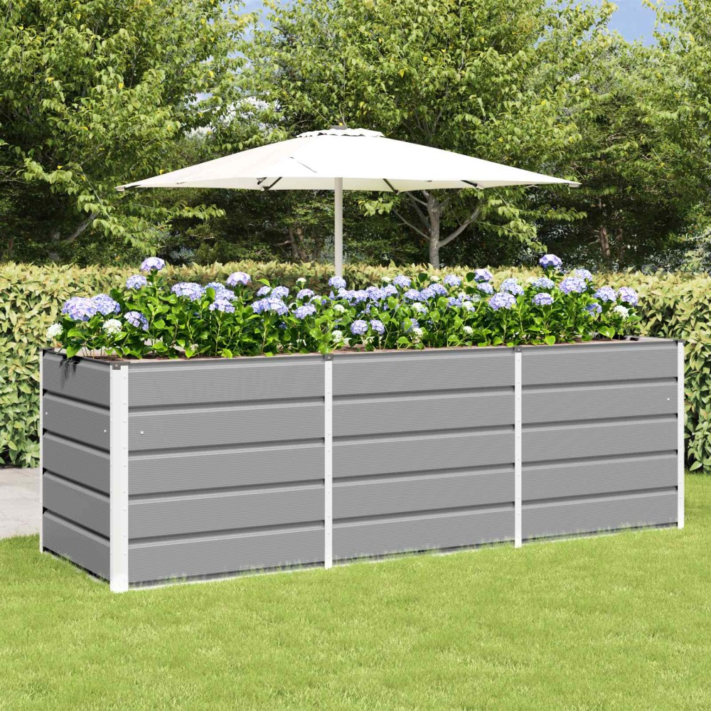 vidaXL Γλάστρα Ανοιχτό γκρι 240 x 80 x 75 εκ. Ατσάλι