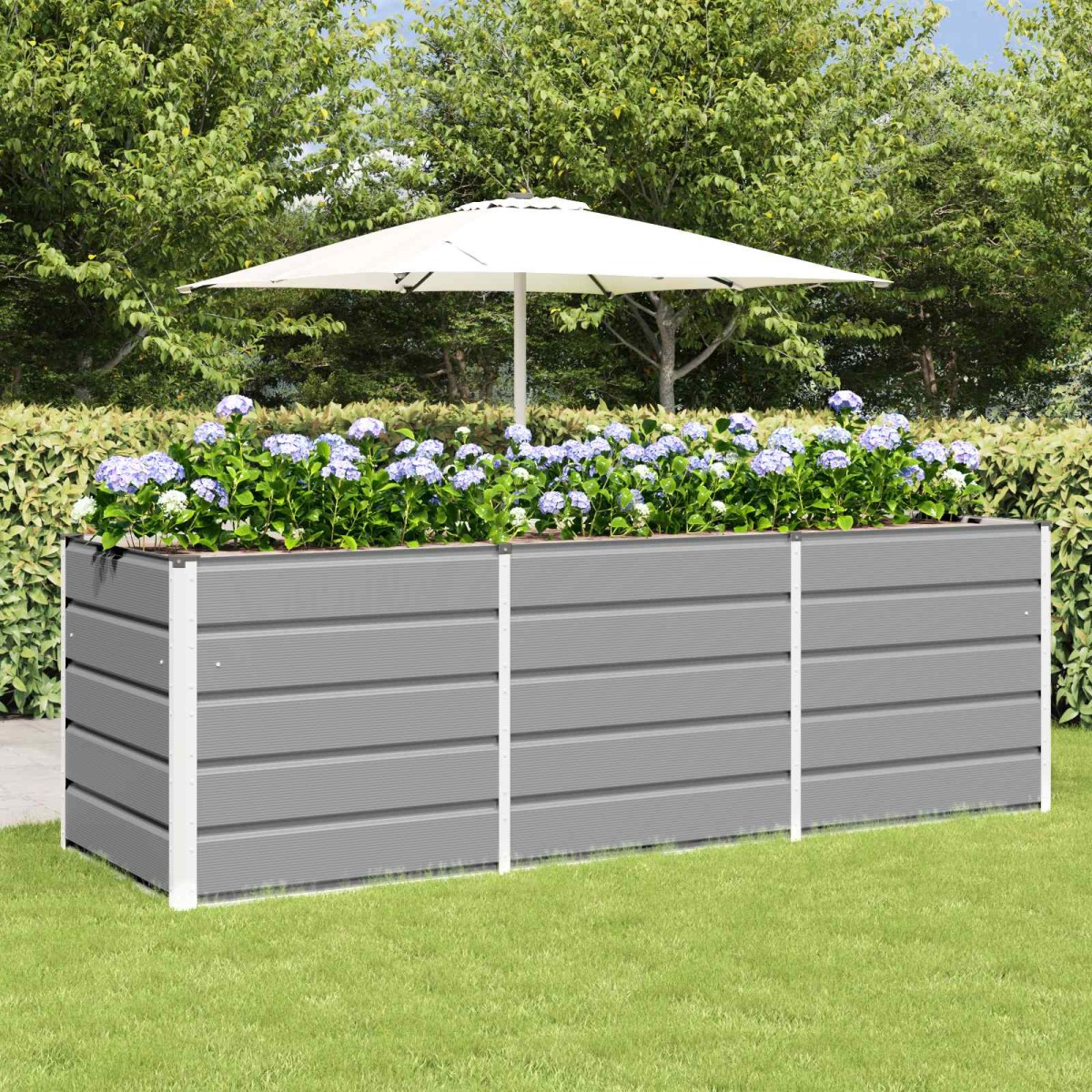 vidaXL Γλάστρα Ανοιχτό γκρι 240 x 80 x 75 εκ. Ατσάλι
