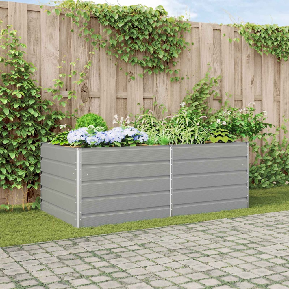 vidaXL Γλάστρα Ανοιχτό γκρι 195 x 100 x 75 εκ Επικαλυμμένος Χάλυβας