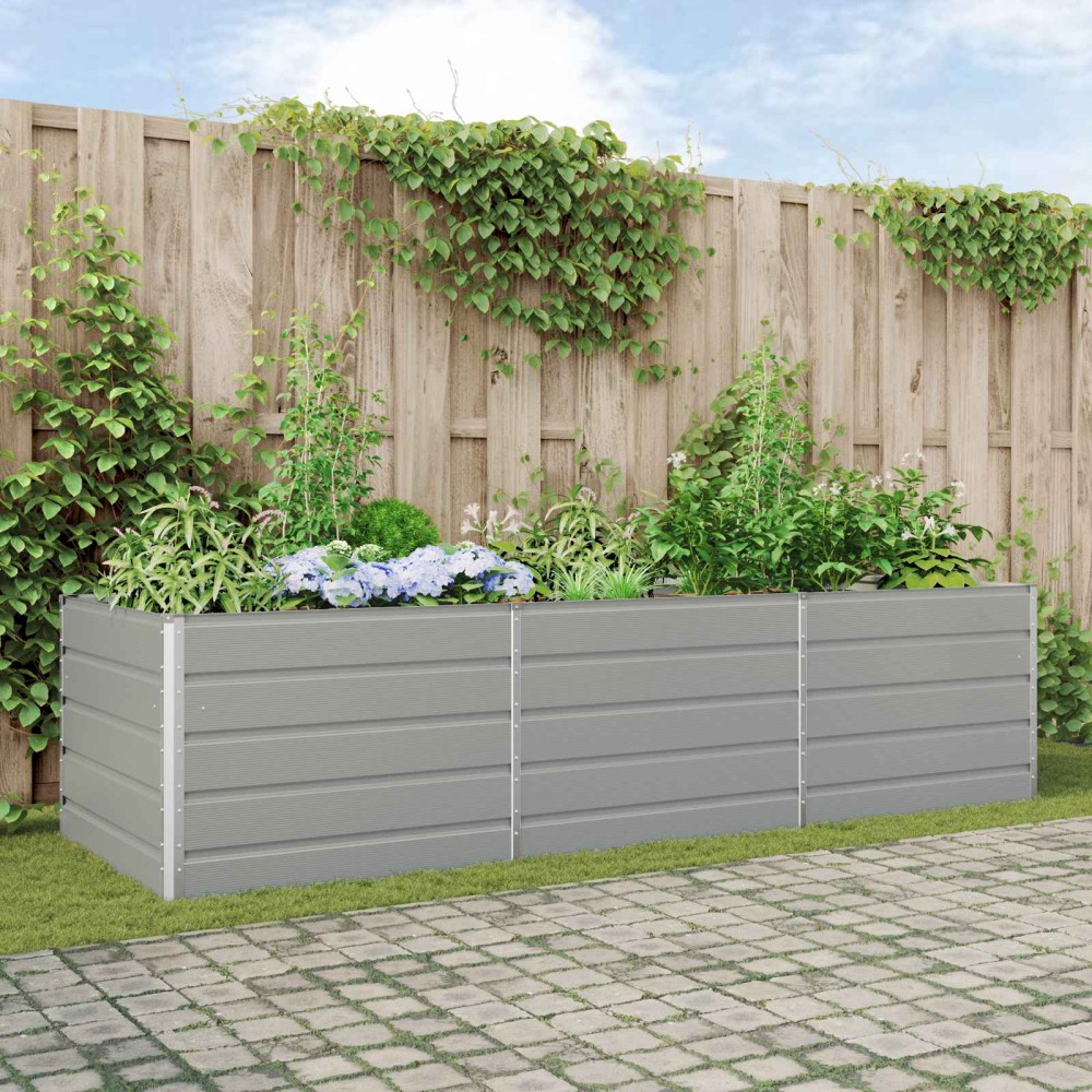 vidaXL Γλάστρα Ανοιχτό γκρι 290 x 100 x 75 εκ Επικαλυμμένος Χάλυβας