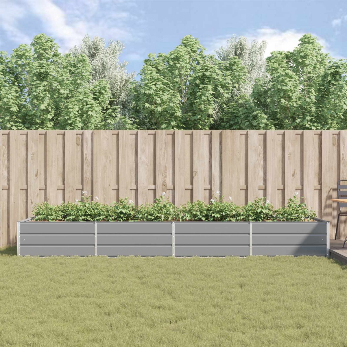 vidaXL Γλάστρα Ανοιχτό γκρι 385 x 100 x 45 εκ Επικαλυμμένος Χάλυβας