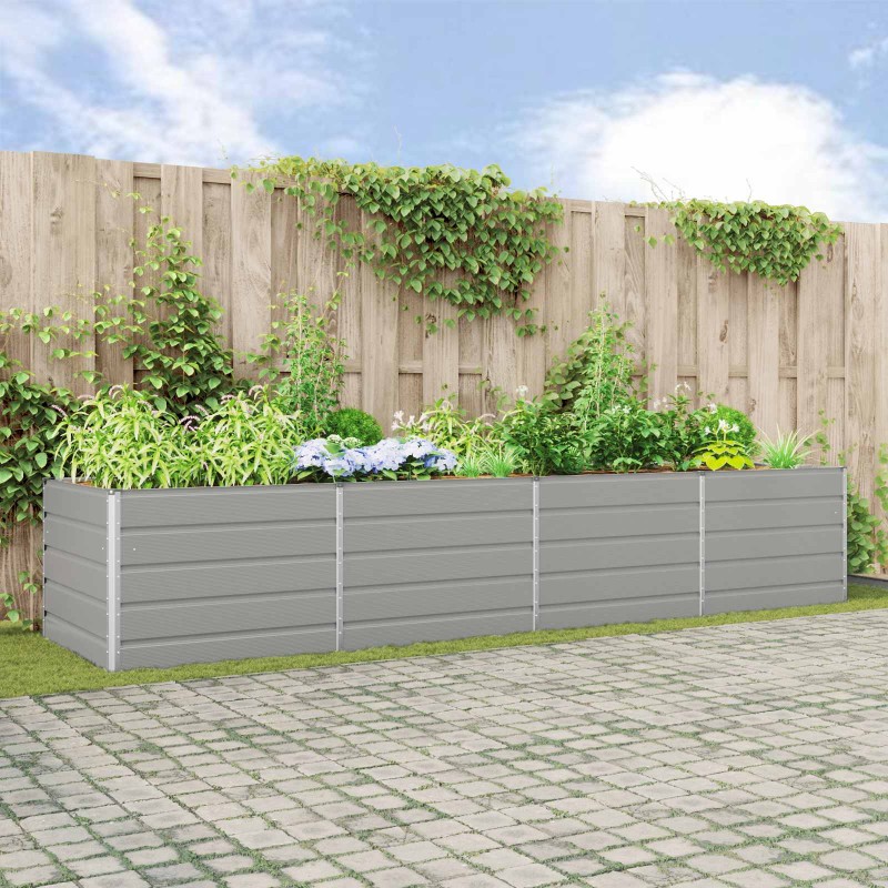 vidaXL Γλάστρα Ανοιχτό γκρι 385 x 100 x 75 εκ Επικαλυμμένος Χάλυβας