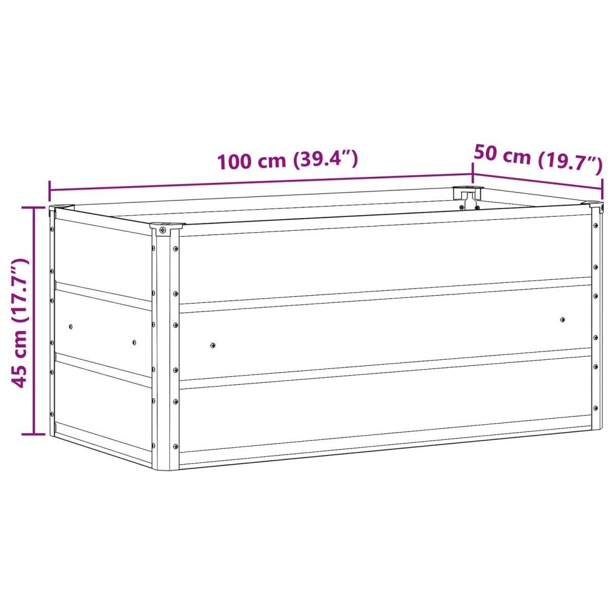 vidaXL Γλάστρα Ανθρακί 100 x 50 x 45 cm Επικαλυμμένος Χάλυβας