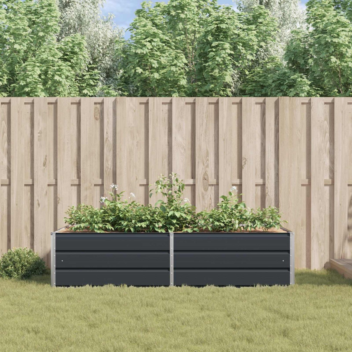 vidaXL Γλάστρα Ανθρακί 195 x 100 x 45 εκ Επικαλυμμένος Χάλυβας