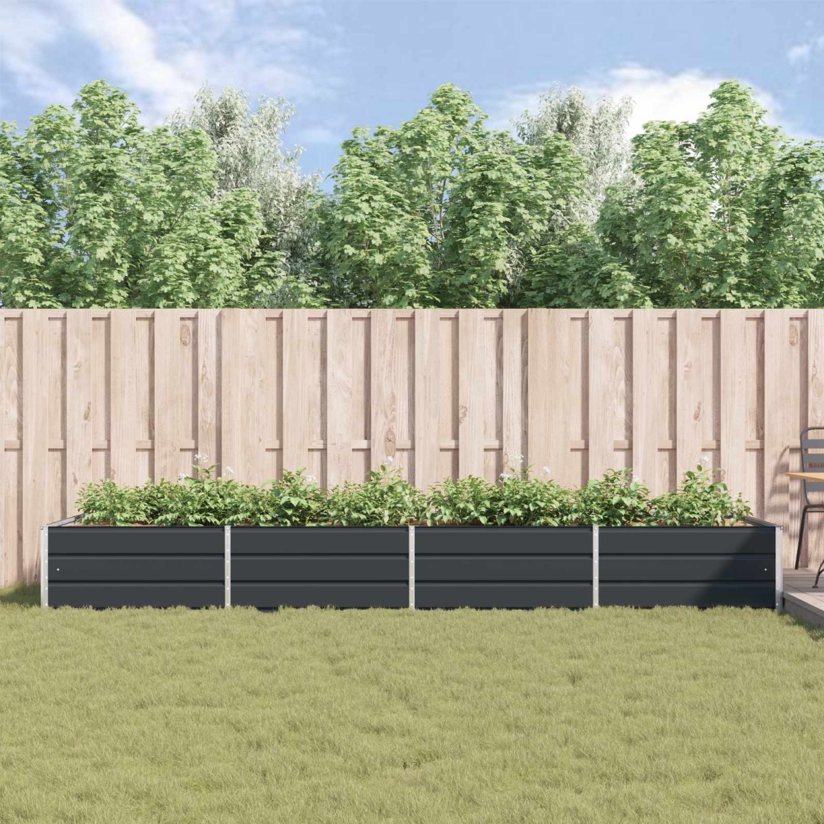 vidaXL Γλάστρα Ανθρακί 385 x 100 x 45 εκ Επικαλυμμένος Χάλυβας