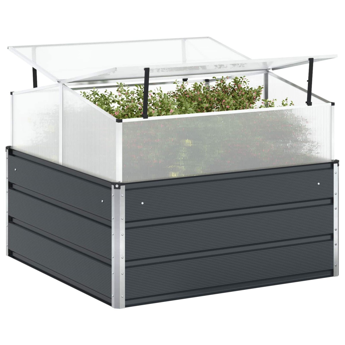 vidaXL Γλάστρα Ανθρακί 100 x 100 x 77 cm Επικαλυμμένος Χάλυβας