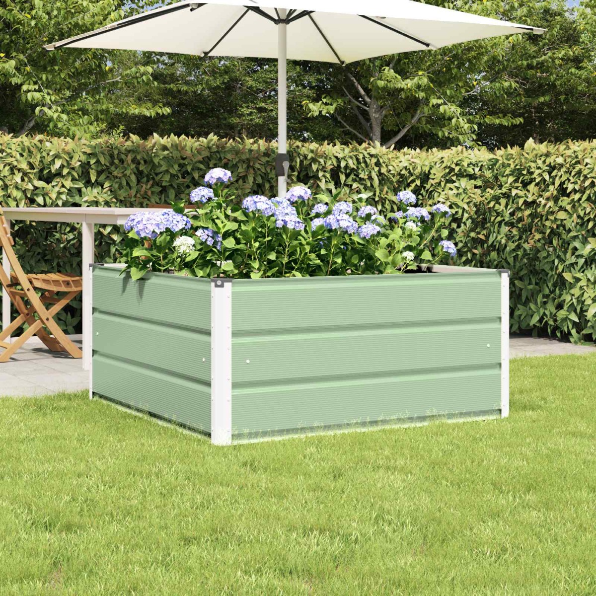 vidaXL Γλάστρα Παστέλ Πράσινο 100 x 100 x 45 cm Ατσάλι