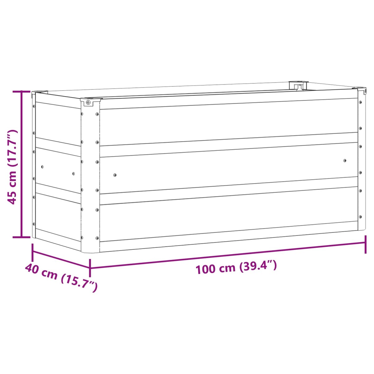 vidaXL Γλάστρα Πράσινο 100 x 40 x 45 cm Ατσάλι
