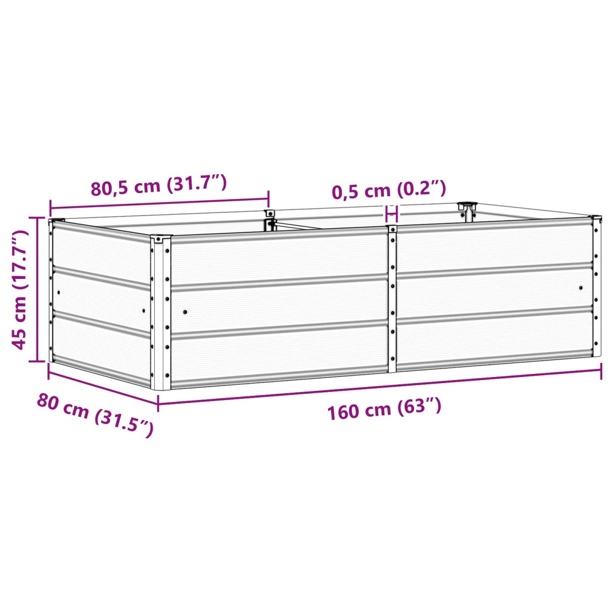 vidaXL Γλάστρα Πράσινο 160 x 80 x 45 cm Ατσάλι