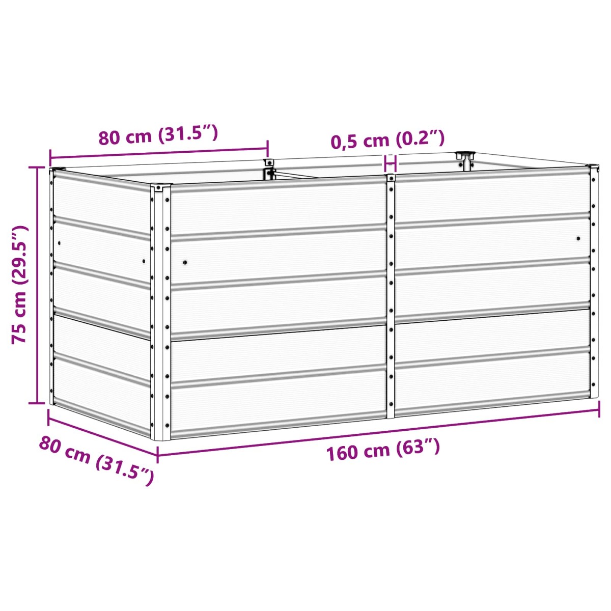 vidaXL Γλάστρα Πράσινο 160 x 80 x 75 cm Ατσάλι