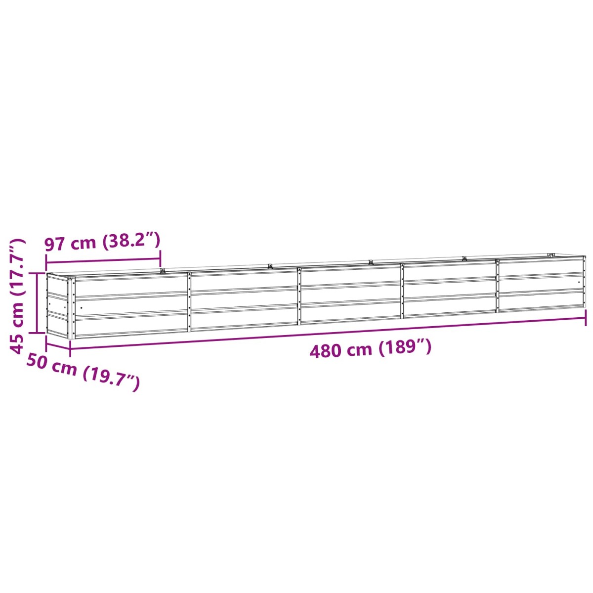 vidaXL Γλάστρα Παστέλ Πράσινο 480 x 50 x 45 εκ Επικαλυμμένος Χάλυβας