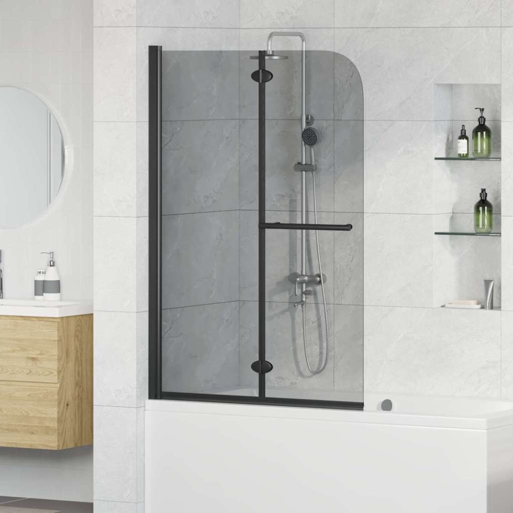 vidaXL Καλυμμα Ντους Μαύρο 120 x 140 cm ESG Γυαλί και Αλουμίνιο