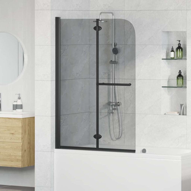 vidaXL Καλυμμα Ντους Μαύρο 120 x 140 cm ESG Γυαλί και Αλουμίνιο