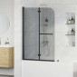 vidaXL Καλυμμα Ντους Μαύρο 120 x 140 cm ESG Γυαλί και Αλουμίνιο