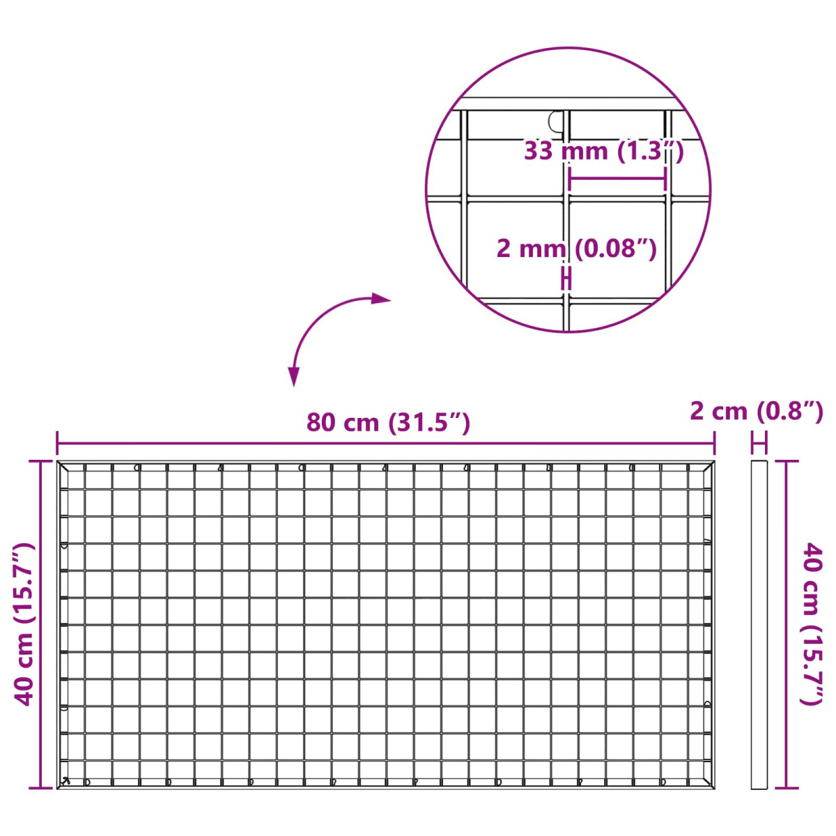 vidaXL Σίτα Ασημί 80 x 40 x 2 cm Γαλβανισμένο Ατσάλι Ψυχρής Βύθισης