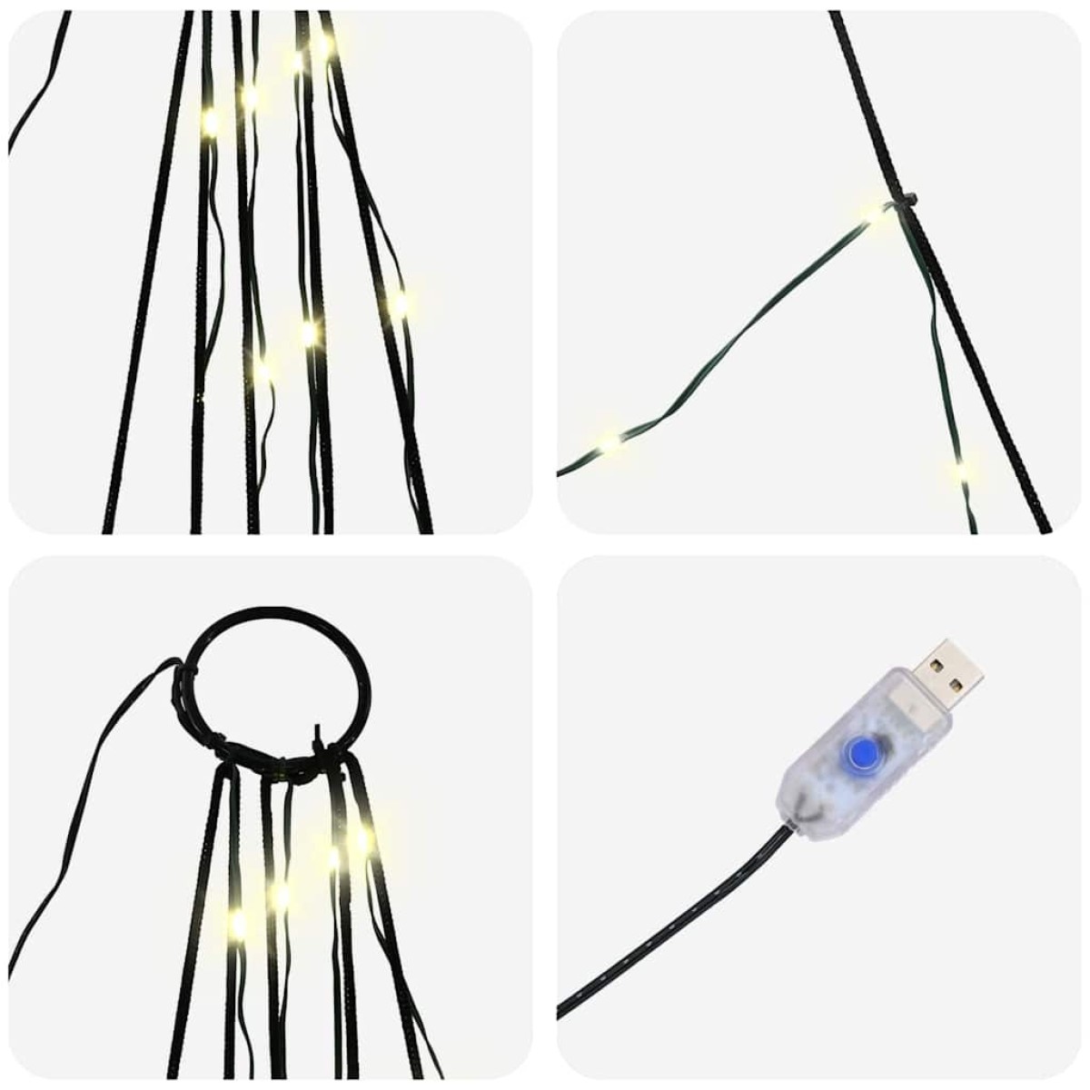 vidaXL Χριστουγεννιάτικο Δέντρο LED με Σφήνες Εδάφους 182 εκ Μέταλλο