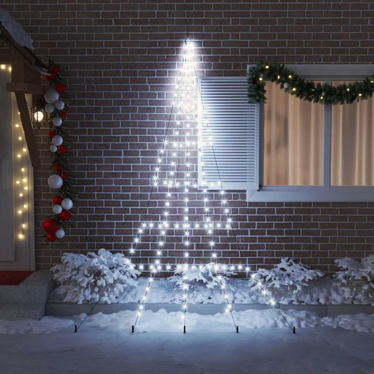 vidaXL Χριστουγεννιάτικο Δέντρο LED με Σφήνες Εδάφους 306 εκ Μέταλλο