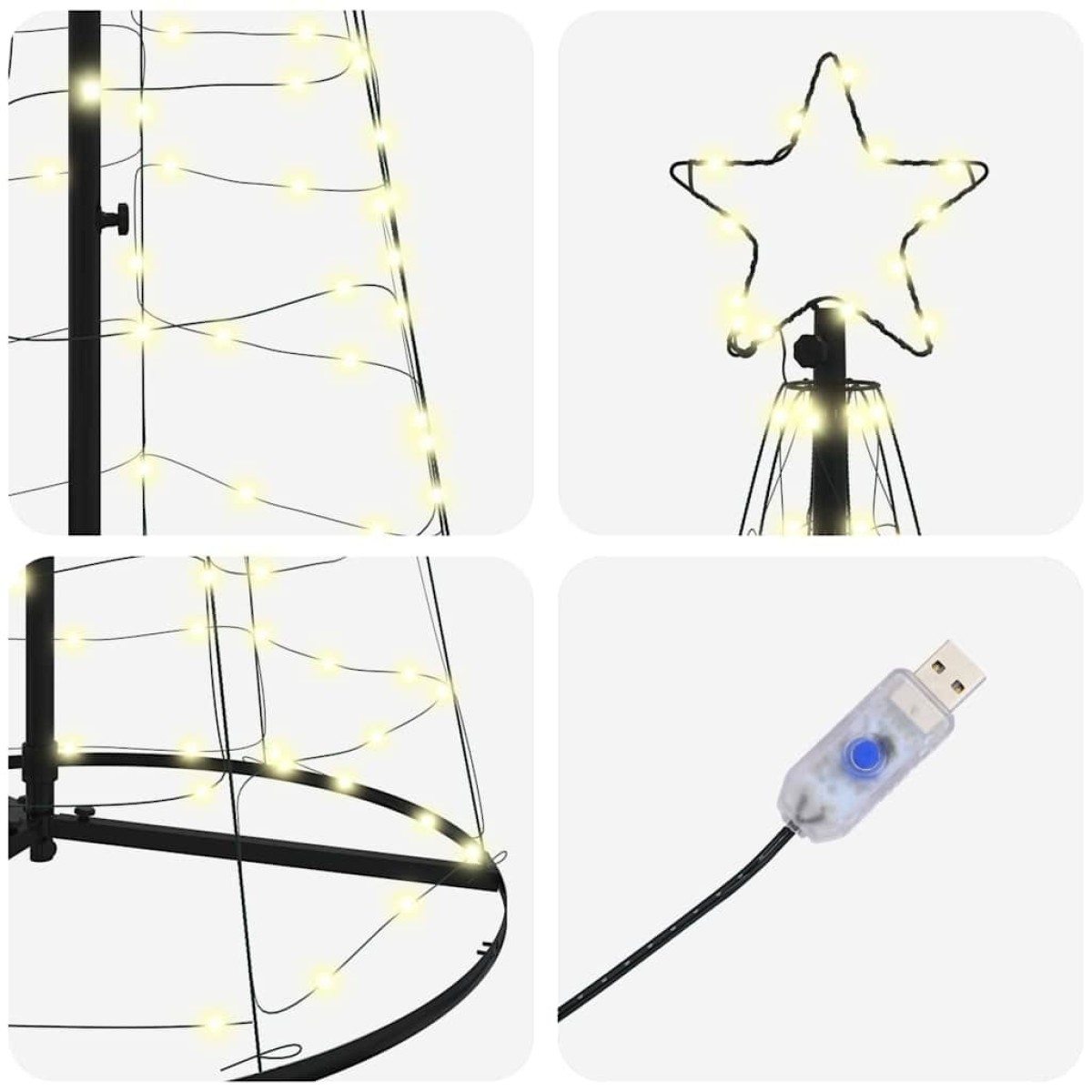 vidaXL LED Χριστουγεννιάτικο Δέντρο με βάση Θερμό λευκό 250 cm Σίδερο