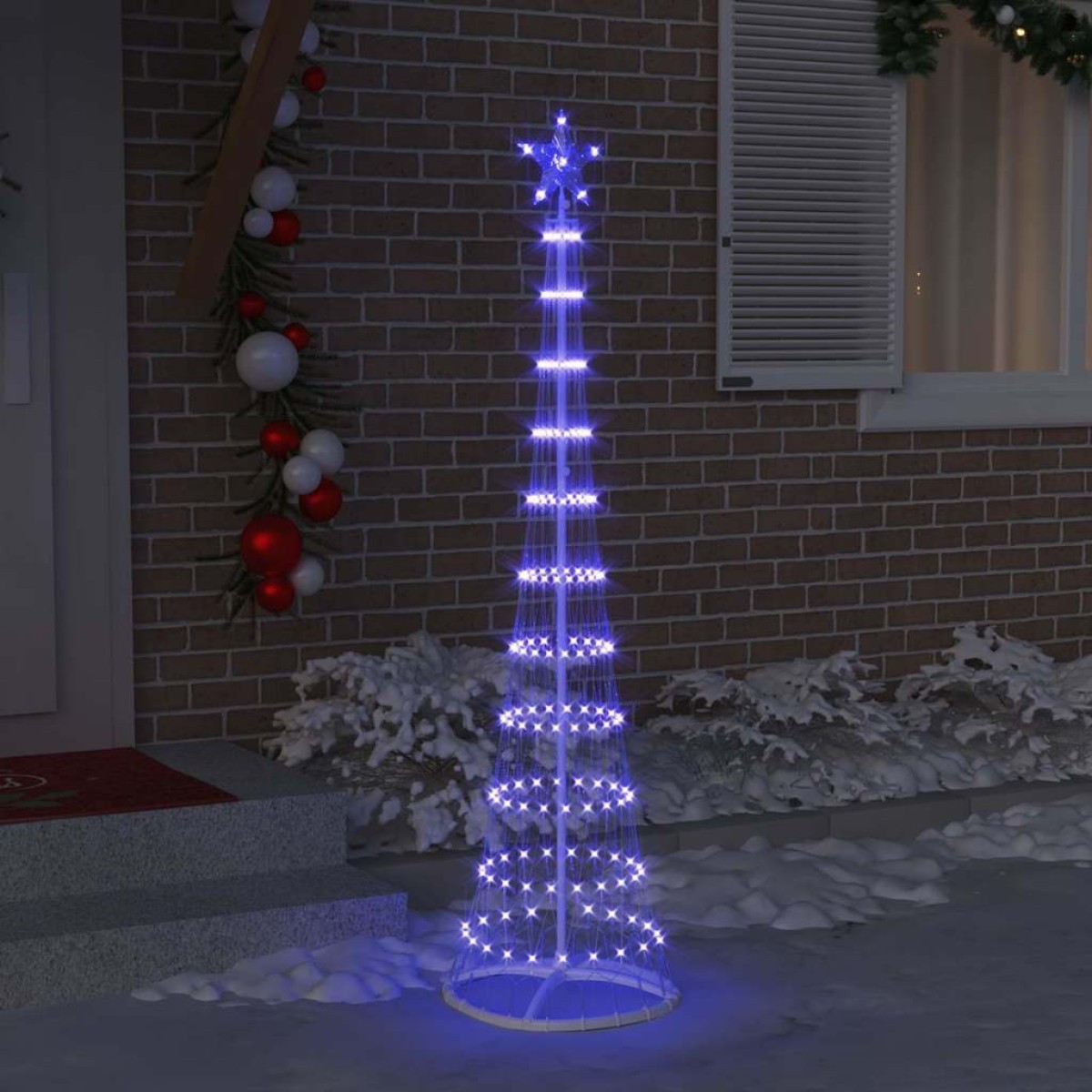 vidaXL LED Χριστουγεννιάτικο Δέντρο Μπλε 51 x 51 x 190 εκ Μέταλλο