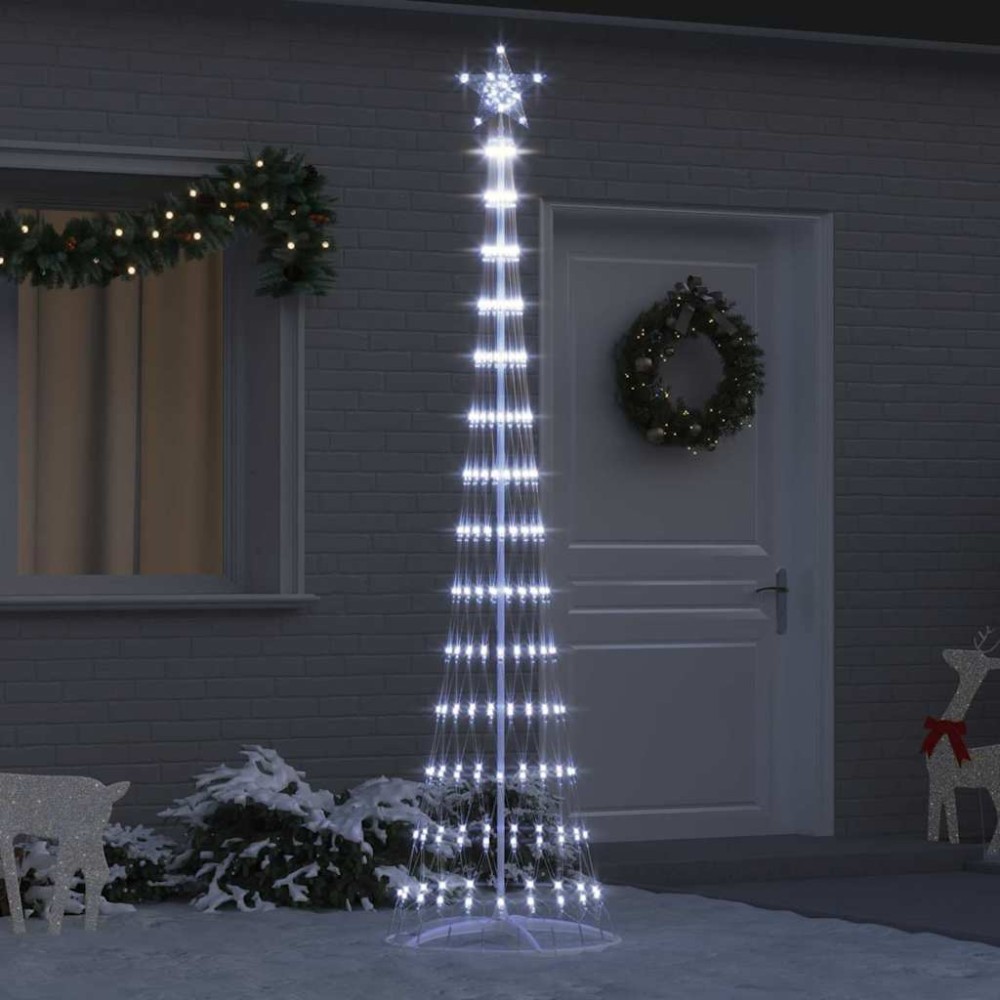 vidaXL LED Χριστουγεννιάτικο Δέντρο με βάση Ψυχρό λευκό 250 cm Μέταλλο