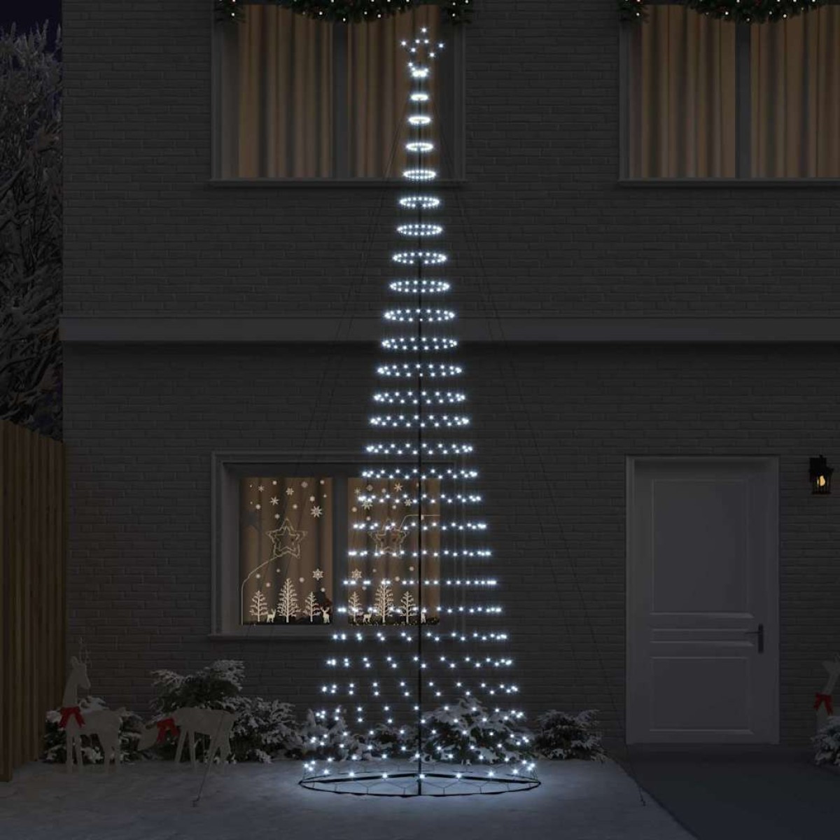 vidaXL LED Χριστουγεννιάτικο Δέντρο με βάση Ψυχρό λευκό 500 cm Μέταλλο
