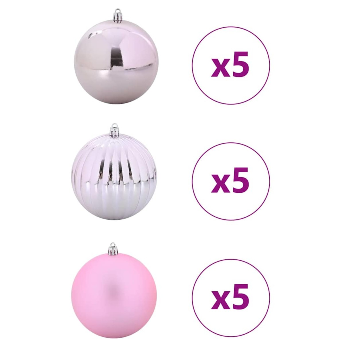 vidaXL Σετ Χριστουγεννιάτικων Γυαλιών XL 15 τμχ. Ροζ Ø 10 εκ Πλαστικό