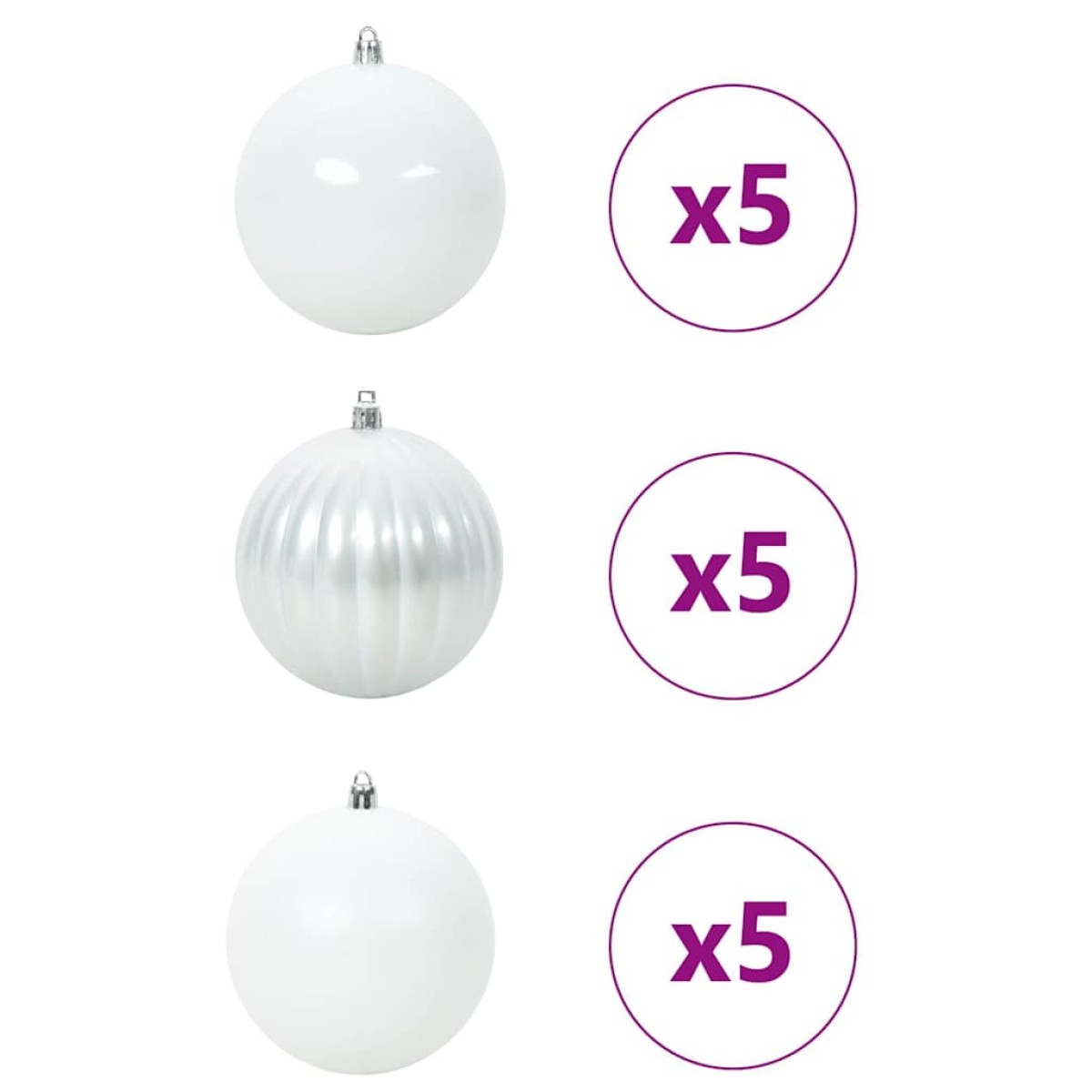 vidaXL Σετ Χριστουγεννιάτικων Μπαλονιών XL 15 τμχ. Λευκό Ø 10 εκ LED