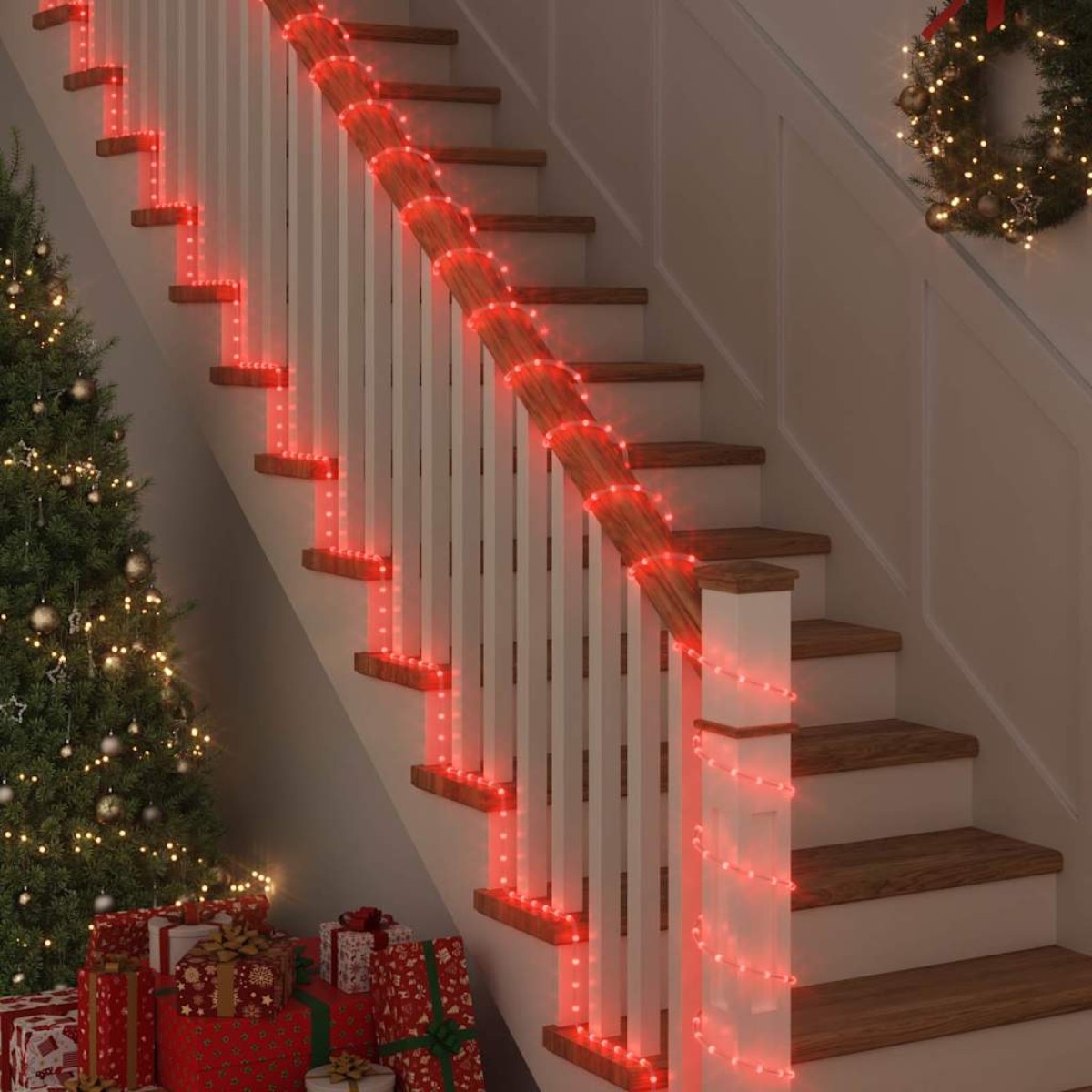 vidaXL Φωτιστικό Συρματόσχοινο με 2400 LED Κόκκινο 100 m PVC