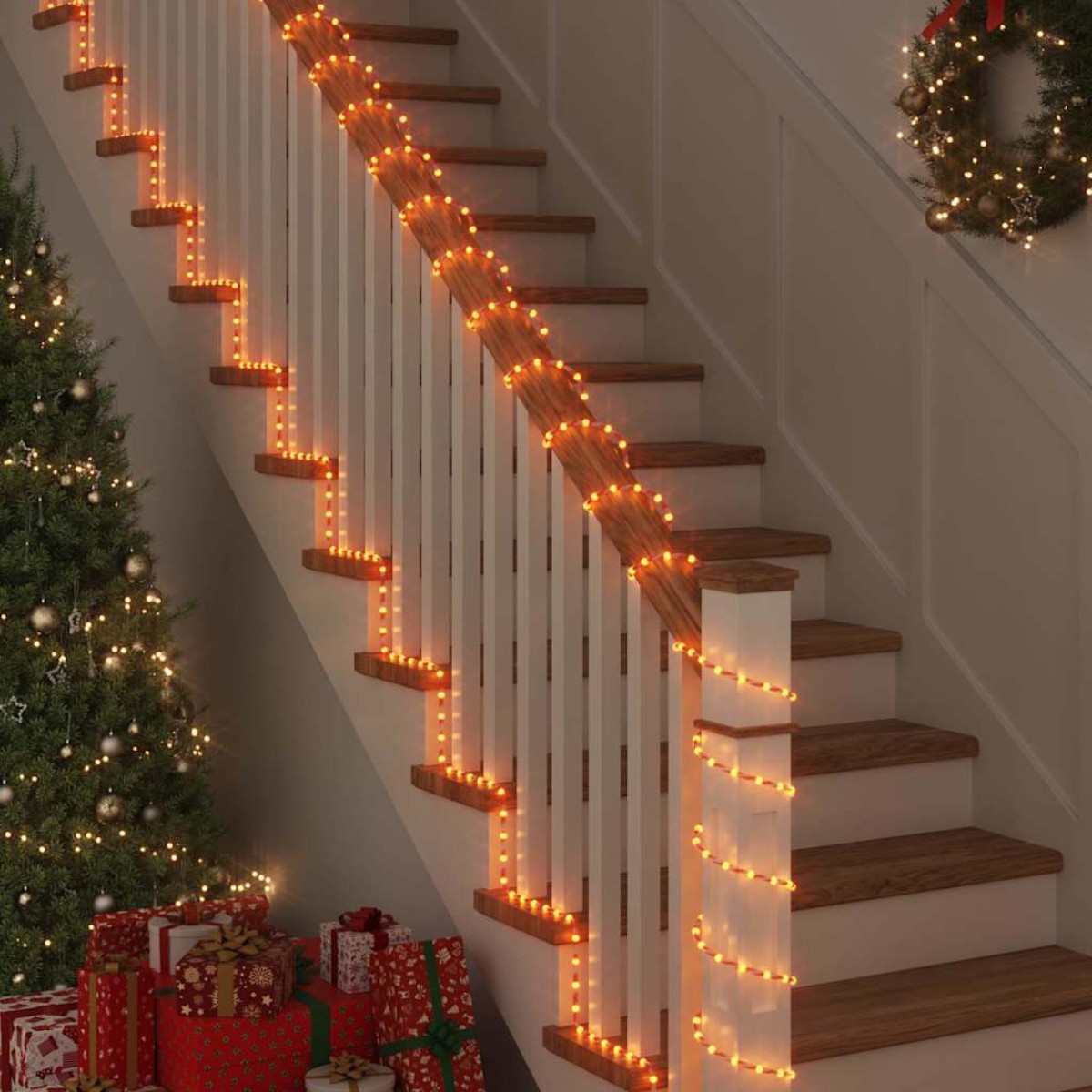vidaXL Φωτιστικό Συρματόσχοινο με 1200 LED Θερμό λευκό 50 m PVC