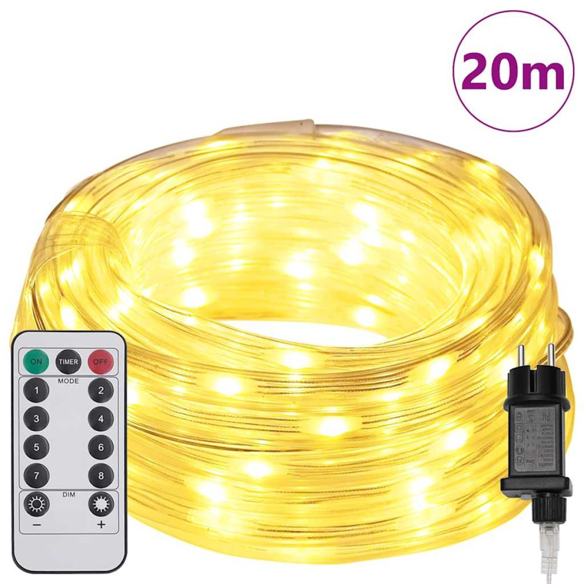 vidaXL Φωτιστικό Συρματόσχοινο με 480 LED Θερμό λευκό 20 m PVC