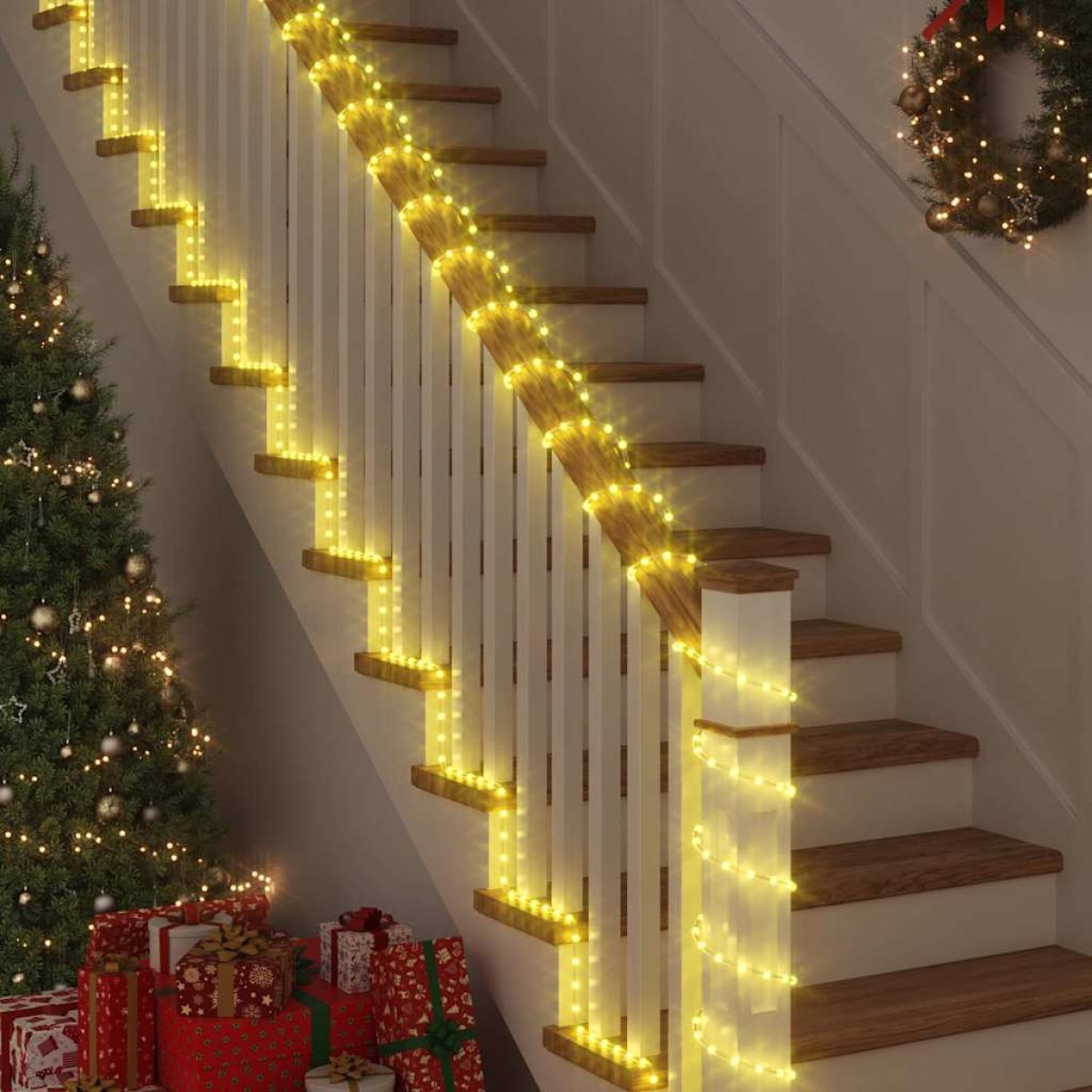 vidaXL Φωτιστικό Συρματόσχοινο με 1200 LED Θερμό λευκό 50 m PVC