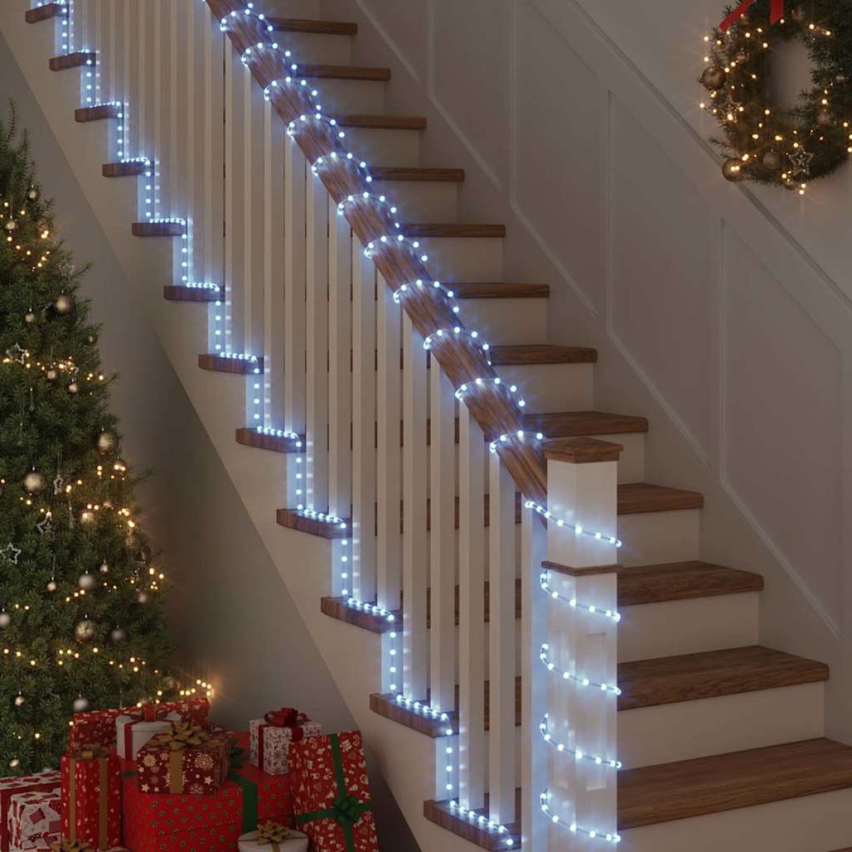 vidaXL Φωτιστικό Συρματόσχοινο με 240 LED Κρύο Λευκό 10 m PVC
