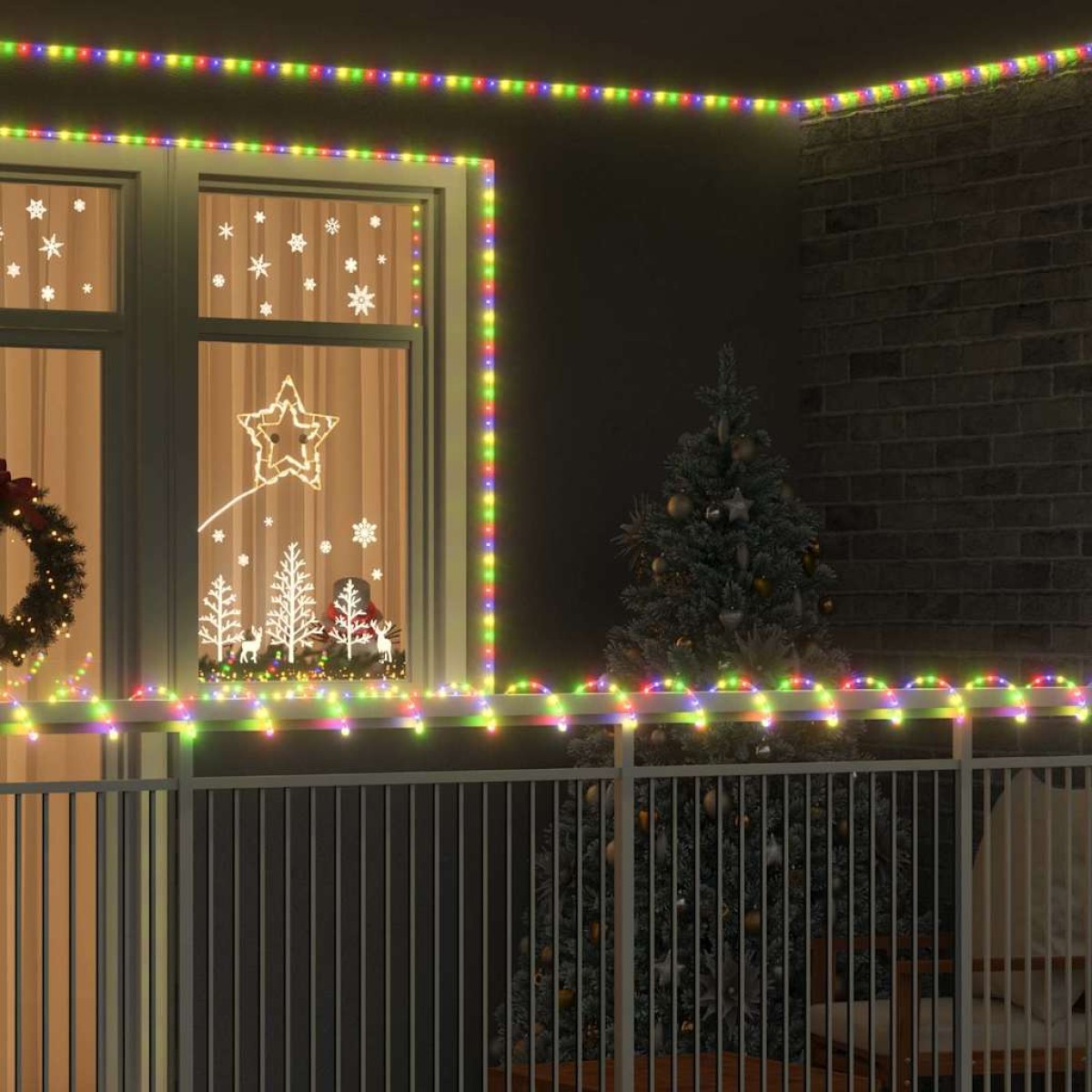vidaXL Φωτιστικό Συρματόσχοινο με 240 LED Πολύχρωμο 10 m PVC
