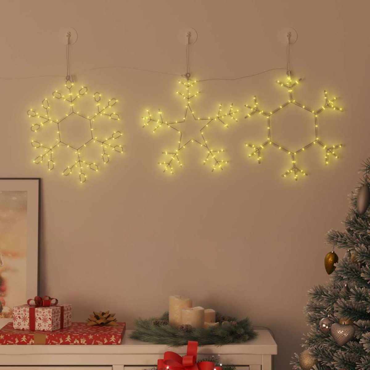 vidaXL Χριστουγεννιάτικο Χιόνι με 252 LED Θερμό λευκό 44,5 x 38 εκ PVC
