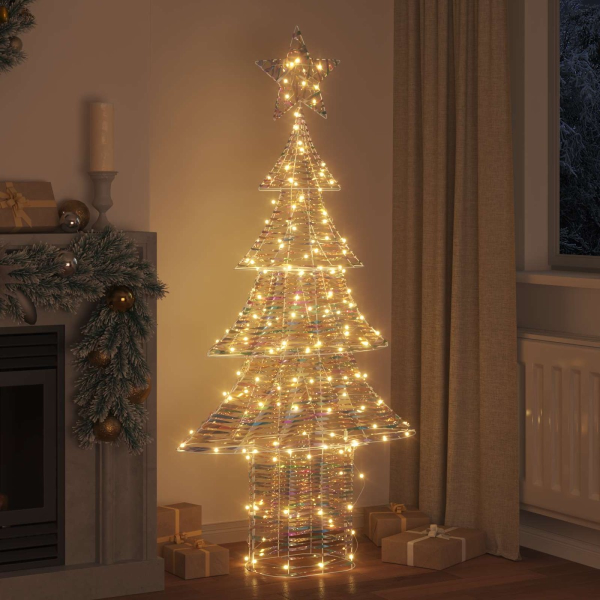 vidaXL Χριστουγεννιάτικο Δέντρο με 240 LED Θερμό λευκό 181 cm PET