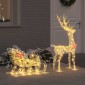 vidaXL Έλκηθρο με Ελάφια με 200 LED Θερμό λευκό 70 x 26 x 129 εκ. PET