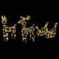 vidaXL Έλκηθρο με Ελάφια με 160 LED Θερμό λευκό 53 x 28 x 33 εκ Ρατάν