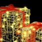 vidaXL Κουτί Δώρου 3 τμχ. Θερμό λευκό 20 x 20 x 20 εκ. Ακρυλικό 60 LED
