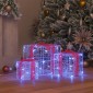 vidaXL Κουτί Δώρου 3 τμχ. Μπλε 20 x 20 x 20 εκ. Ακρυλικό 60 LED