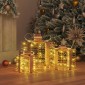 vidaXL Κουτί Δώρου 3 τμχ. Θερμό λευκό 20 x 20 x 20 εκ. PET 60 LED
