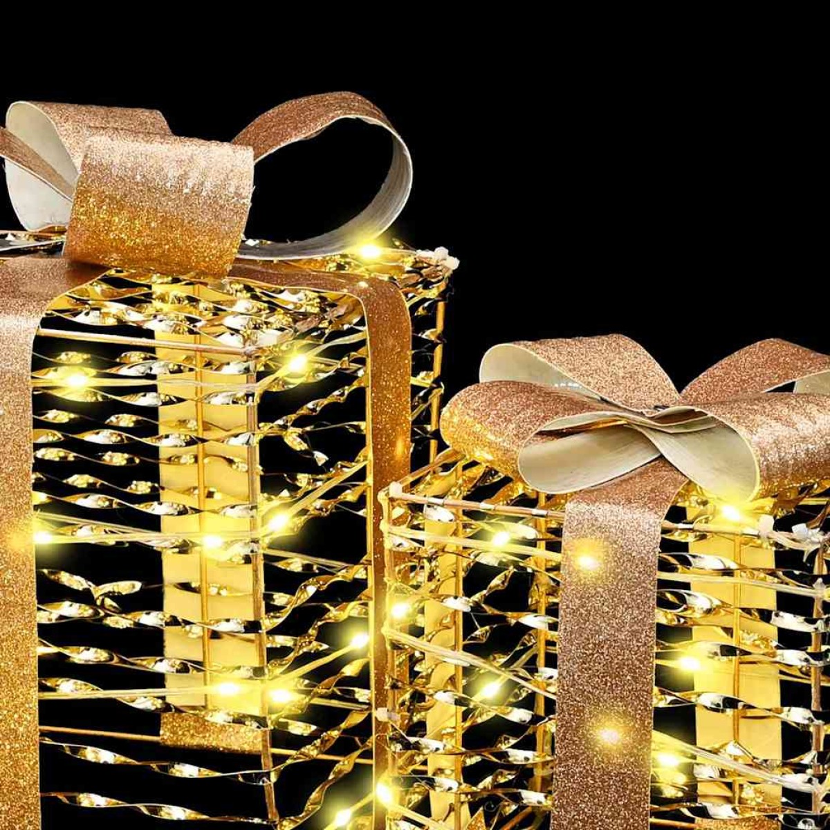 vidaXL Κουτί Δώρου 3 τμχ. Θερμό λευκό 20 x 20 x 20 εκ. PET 60 LED
