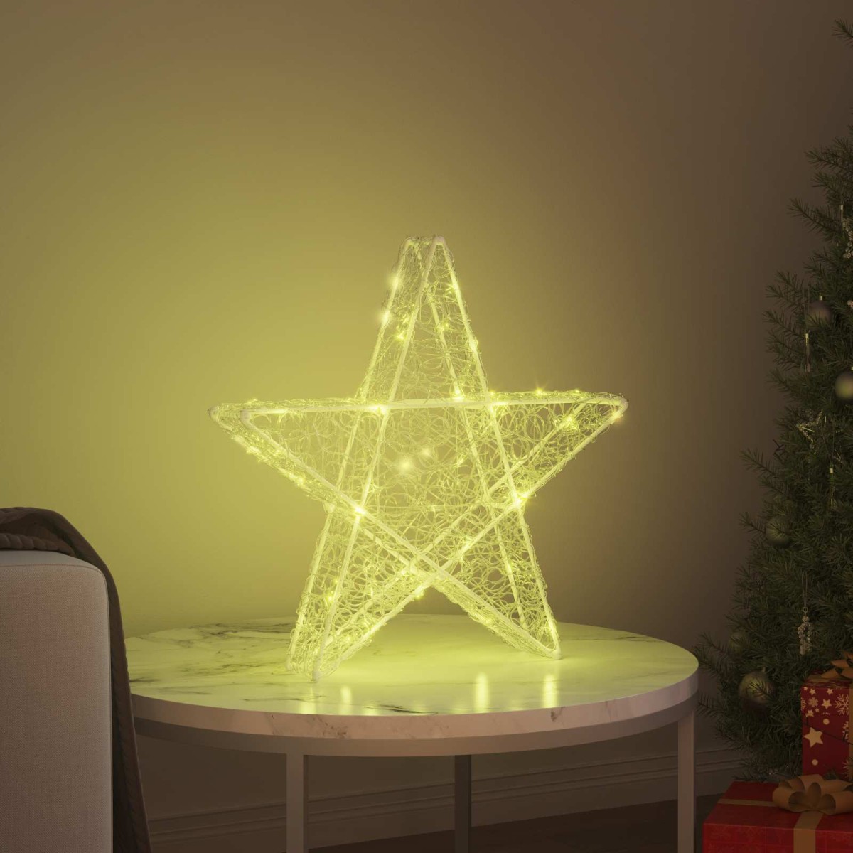 vidaXL 3D Αστέρι με 50 LED Θερμό λευκό 55 x 53.5 x 10 εκ Ακρυλικό