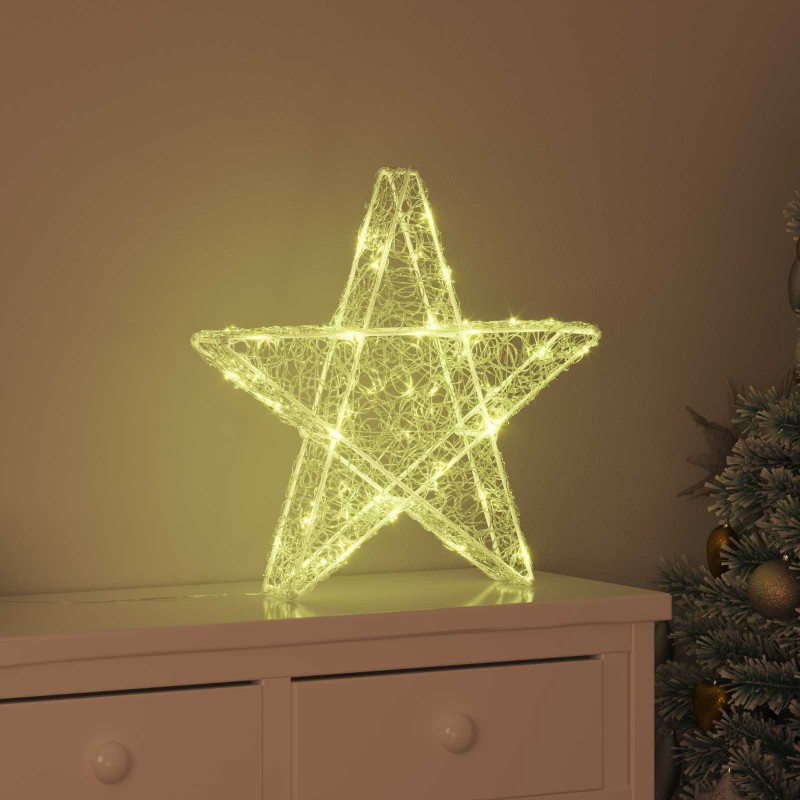 vidaXL 3D Αστέρι με 50 LED Θερμό λευκό 55 x 53.5 x 10 εκ Ακρυλικό