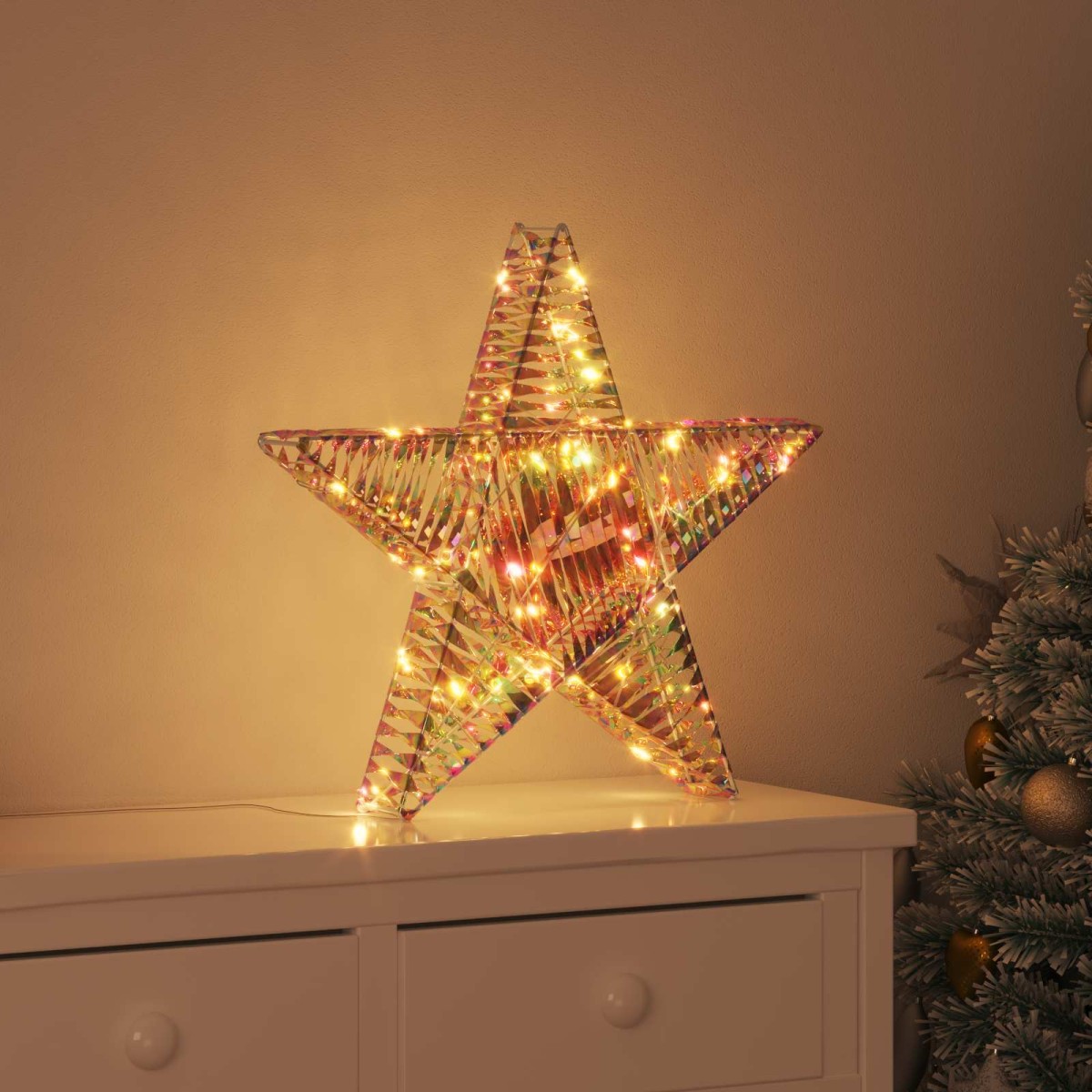 vidaXL 3D Αστέρι με 50 LED Θερμό λευκό 55 x 52.5 x 9 εκ PET