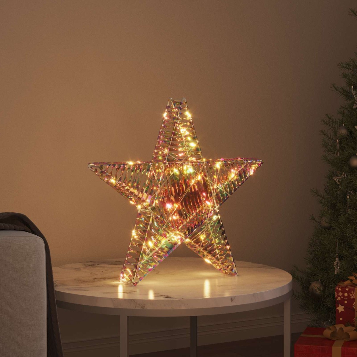 vidaXL 3D Αστέρι με 50 LED Θερμό λευκό 55 x 52.5 x 9 εκ PET