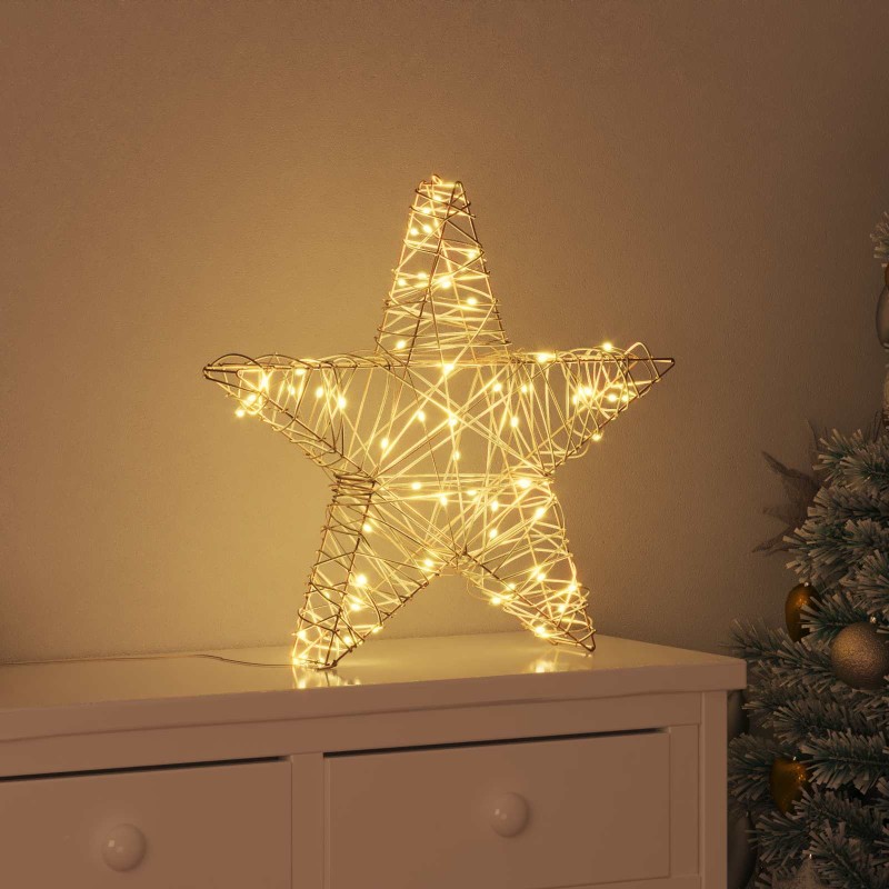 vidaXL 3D Αστέρι με 50 LED Θερμό λευκό 55 x 52.5 x 9 εκ Ρατάν