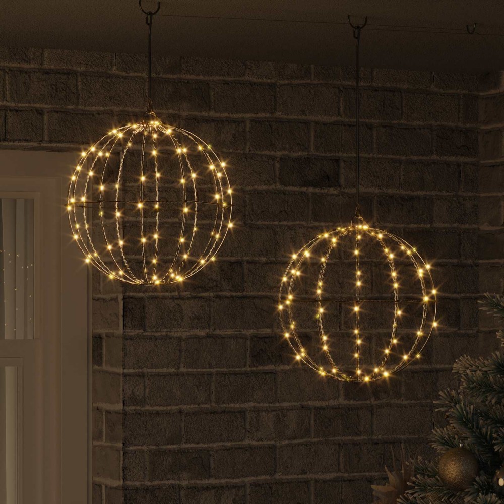 vidaXL Μπάλα 2 τμχ. Θερμό λευκό 30 x 30 x 32 εκ Μέταλλο 192 LED